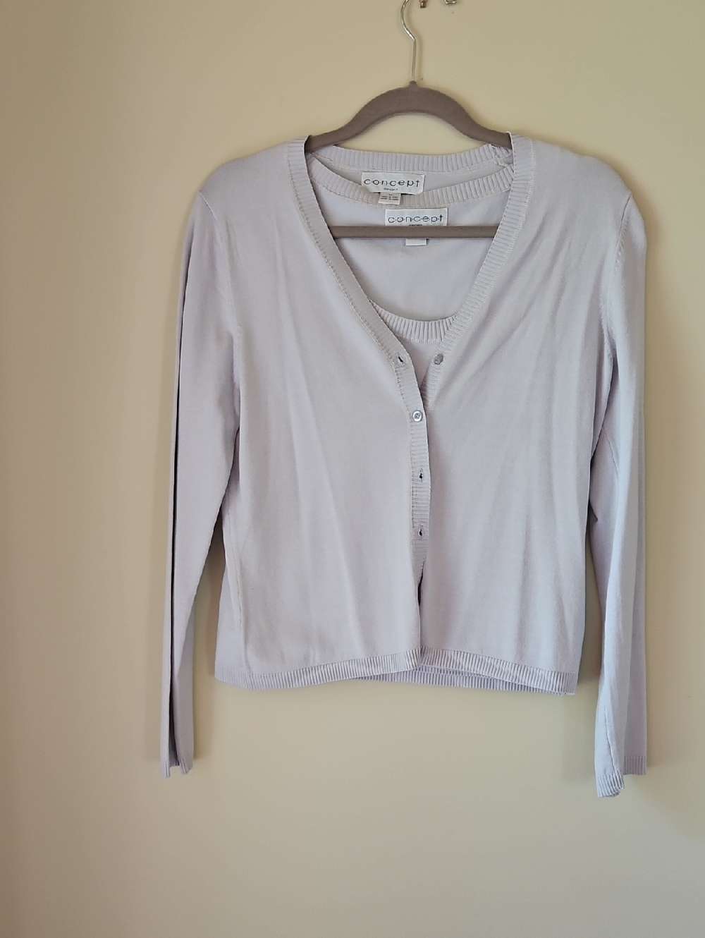 Concept Sport Lavender Button-Front Twin Set (Cardigan & Tank)
